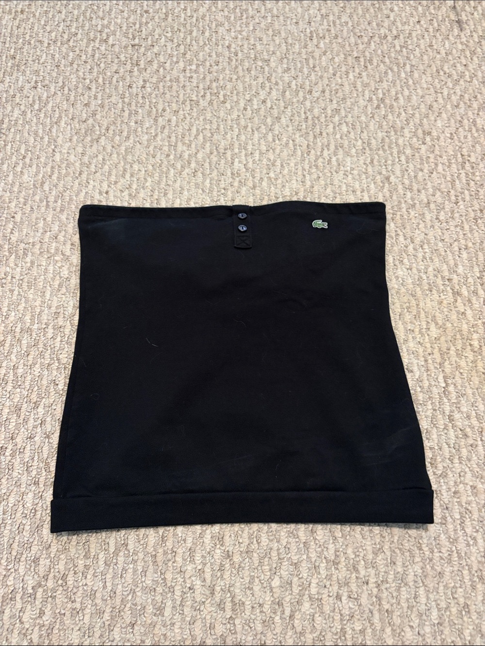 Lacoste Black Strapless Tube Top with Green Croc Embroidery